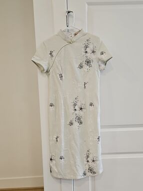 NWOT Light Green Floral And Butterfly cheongsam Dress